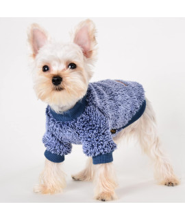 Yikeyo Dog Sweater, Fluffy Solid Puppy Clothes Winter Warm Pet Clothing For Small Medium Dogs Boy Girl,Pet Coat, Cat Apparel, Large Navy Blue