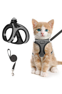 Cat Harness And Leash For Walking Escape Proof, Adjustable Kitten Vest Harness Reflective Soft Mesh Puppy Harness For Outdoor, Comfort Fit, Easy To Control (Gray, Xxs)