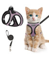 Cat Harness And Leash For Walking Escape Proof, Adjustable Kitten Vest Harness Reflective Soft Mesh Puppy Harness For Outdoor, Comfort Fit, Easy To Control (Lpink, M)