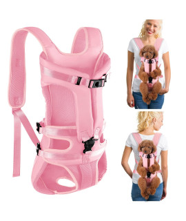 Lukovee Pet Carrier Backpack, Quick-Fit Legs Out Adjustable Pet Dog Front Carrier Backpack Travel Bag Use For Small Medium Dogs Puppies For Traveling Camping Hiking Outdoor (Pink, X-Large)
