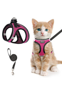 Cat Harness And Leash For Walking Escape Proof, Adjustable Kitten Vest Harness Reflective Soft Mesh Puppy Harness For Outdoor, Comfort Fit, Easy To Control (Pink, Xxs)