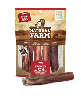 Natural Farm Power Bully Sticks (6 Inch, 5 Pack), 2 In 1 Bully Stick, Double The Size, Flavor And Nutrients-Long Lasting, Digestible 100 Natural Beef -Grass-Fed Cows, Non-Gmo Of Dogs
