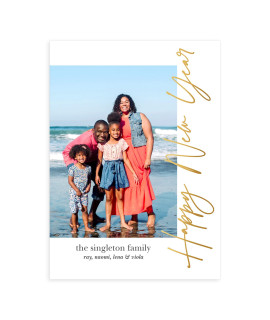 Lets Make Memories Personalized Side Message Holiday Photo Card 5X7 Premium Quality (Happy New Year Cards White Envelopes) - 250 Ct