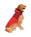 HDE Dog Puffer Jacket Fleece Lined Warm Dog Parka Winter Coat with Harness Hole Buffalo Plaid - L