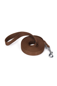 Siumouhoi Strong Durable Nylon Dog Training Leash, 1 Inch Wide Traction Rope, 6 Ft 10Ft 15Ft Long, For Small And Medium Dog (Brown, 15 Feet)