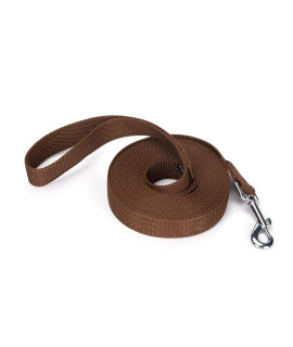 Siumouhoi Strong Durable Nylon Dog Training Leash, 1 Inch Wide Traction Rope, 6 Ft 10Ft 15Ft Long, For Small And Medium Dog (Brown, 15 Feet)