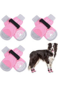 Scenereal Double Side Anti-Slip Dog Socks, Non Slip Dogs Sock For Hardwood Floors, 3 Pairs Pet Paw Protectors Indoor, Prevent Floor Scratching, Stop Licking Paws