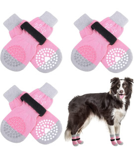 Scenereal Double Side Anti-Slip Dog Socks, Non Slip Dogs Sock For Hardwood Floors, 3 Pairs Pet Paw Protectors Indoor, Prevent Floor Scratching, Stop Licking Paws