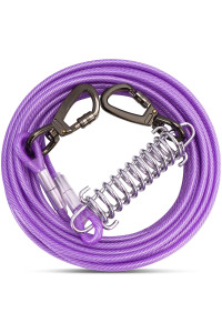 Purple Tie Out Cable With Spring For Dogs,10203050Ft Long Dog Leash,Dog Runner For Yard Heavy Duty,Dog Chains For Outside, Sturdy Long Line Lead For Dogs Training Outdoor In Camping(Purple,10Ft)