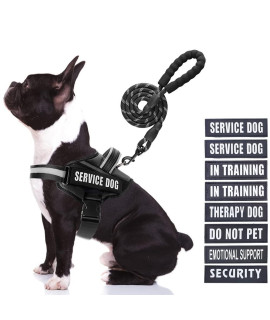 Service Dog Vest Harness And Leash Set, Animire In Training Dog Harness With 8 Dog Patches, Reflective Dog Leash With Soft Padded Handle For Small, Medium, Large, And Extra-Large Dogs (Black,M)