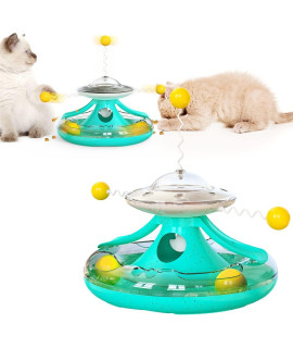 Cat Turntable Toy Roller Level-2 Windmill Turntable Cats Toys Kitty Teaser Stick Ball Kitten Balls Indoor Food Dispenser Interactive Pet Supplies For Birthday Gift.