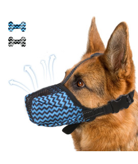 Soft Dog Muzzle, Breathable Mesh Dog Mask Muzzle For Large Dogs Anti Biting Barking Chewing, Pet No Bark Muzzle With Reflective Adjustable Strap For Small Medium Large Sized Dog (Blue--Xxl