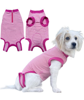 Wabdhaly Female Dog Recovery Suit Pink,Spay Small Puppy Suit,Male Surgery Recovery Suit,Narrow Pink Striped Xs