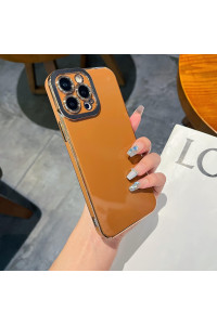 Ztofera For Iphone 13 Pro Max Case, Protective Case For Women Cute Electroplated Gold Edge Shockproof Slim Soft Tpu Bumper Girls Men Phone Cover For Iphone 13 Pro Max (67), Brown