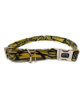 Sparky Pet Co - Apollo Ecollar Replacement Strap - Dog Collar - Waterproof Biothane - Adjustable - Double Buckle - Quick Snap Metal Clasp - For Invisible Fence Systems - 34 X 28 (Yellow Camo)