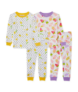 Burts Bees Baby Baby Girls Pajamas, Tee And Pant 2-Piece Pj Set, 100% Organic Cotton, Lemonade Stand 2-Pk, 4T
