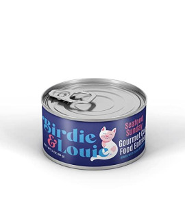 Birdie & Louie Seafood Sunday Tuna and Shrimp Wet Cat Food Gourmet Entrees 3 Oz Cans Bulk Case of 36 Cans