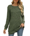 Fall Tops For Women Casual Crew Neck Long Sleeve Fall Sweaters Green