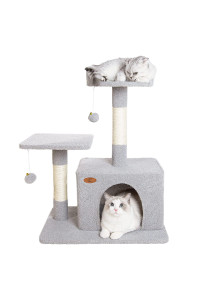 Upgraded Cat Tree For Indoor Cats - Babole Pet 303 Inch Tall Cat Tower,Cat Condo With Large Perch Spacious Cat Cave And Scratching Post For Kittens,Adult Cats,Cat Furniture With Jump Platform,Grey