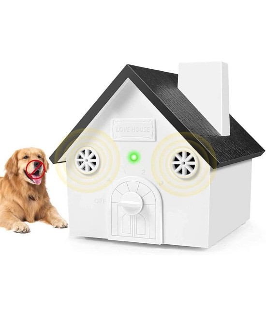 Feufain Anti Barking Device, Dog Barking Control Devices Ultrasonic Dog Barking Deterrent with 4 Modes, Stop Dog Barking Device Up to 50 Ft Range, Outdoor Bark Control Device Weatherproof Birdhouse