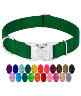 Country Brook Petz - Vibrant 30 Color Selection - Premium Nylon Dog Collar With Metal Buckle (Medium, 34 Inch Wide, Christmas Green)