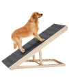 Candockway 5 Adjustable Solid Dog Ramp For Bed Non-Slip Pet Ramp Foldable Cat Ramp For Car Couch Suv Up To 100 Lbs Nature