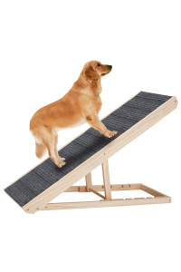 Candockway 5 Adjustable Solid Dog Ramp For Bed Non-Slip Pet Ramp Foldable Cat Ramp For Car Couch Suv Up To 100 Lbs Nature