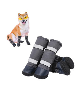 Adorepaw & Dog Rain Boots With Waterproof Material Dog Winter Boots Keeps Your Pet Warm Reflective Straps And Anti-Slip Sole Dog Snow Boots For Snowy Day( 4Pcsset )