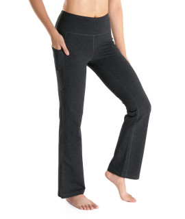 Yogipace, Side Pockets, Tall Womens Bootcut Yoga Pants Workout Pants Long Bootleg Flare Pants, 35, Charcoal, Size L
