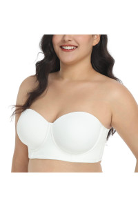 Hsia Strapless Bras For Women Push Up, Underwire Bra For Big Busted, Supportive Lift Balconette Padded T-Shirt Bras White