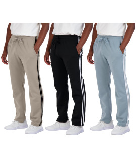 3 Pack Mens Big And Open Bottom Tech Fleece Active Sports Athletic Training Soccer Track Gym Running Casual Terry Quick Dry Fit Sweatpants Pockets Bottom Lounge Pants Heavy Warm - Set 9, 5X