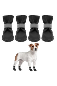 Scenereal Waterproof Dog Boots With Reflective Strips - 4 Pcs Non-Slip Dog Shoes For Rain Cold Pavement Hardwood Floors,Soft Breathable Paw Protectors For Small Medium Large Dogs Winter Summer Use