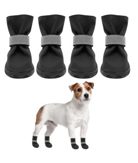 Scenereal Waterproof Dog Boots With Reflective Strips - 4 Pcs Non-Slip Dog Shoes For Rain Cold Pavement Hardwood Floors,Soft Breathable Paw Protectors For Small Medium Large Dogs Winter Summer Use