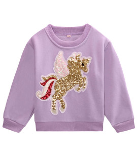 Welaken Fleece Sequin Unicorn Sweatshirts For Girls Toddler Kids Ii Little Girls Pullover Tops Sweaters Hoodies
