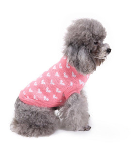 Pet Vest For Small Dogs Female Pink Heart Round Neck Small Pet Dog Cute Clothes Puppy Sweater