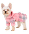 Winter Dog Dress, Fleece Dog Sweater For Small Dogs, Cute Warm Pink Plaid Puppy Dresses Clothes For Chihuahua Yorkie, Soft Pet Doggie Clothing Flanne Lining Cat Apparel (Pink, Small)