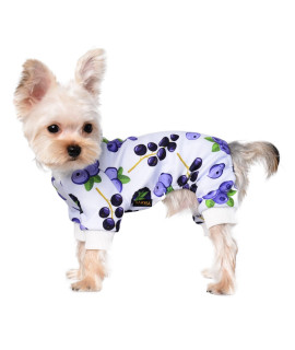 Dog Pajamas For Small Dogs Girl Boy Puppy Pjs Fall Winter Pet Onesies For Chihuahua Teacup Cute Blueberry Soft Material Stretch Able Cat Clothes Outfit Apparel Doggy Jumpsuit (Small Bust 1417In)