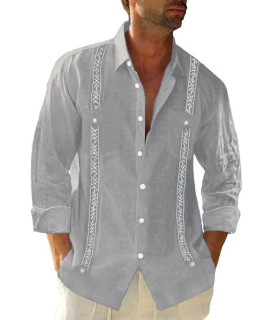 Cuban Guayabera Shirts For Men Mexican Style Shortlong Sleeve Linen Beach Button Down Shirts For Men