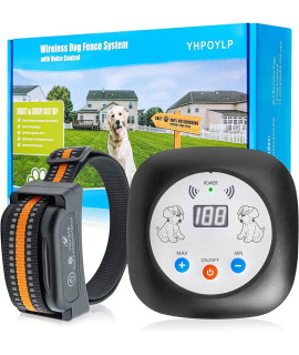 YHPOYLP Wireless Dog Fence System for Staying and palying,Electric Dog Fence Training System with Waterproof & Rechargeable Collar,Suitable for Any Size Dogs