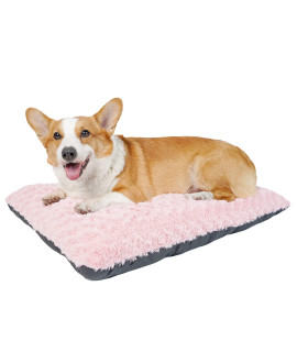 DOGKE Medium Washable Dog Bed Deluxe Fluffy Plush Dog Crate Pad,Dog Beds Made for Large, Medium, Small Dogs and Cats, Anti-Slip Dog Crate Bed for Sleeping and Anti Anxiety, 29 x 21,Pink