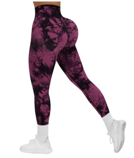 Rxrxcoco Women Scrunch Butt Lifting Leggings Seamless High Waisted Leggings Tummy Control Yoga Pants Compression Workout Tights Large Rose Purple