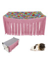Rioussi Guinea Pig Hideout Hideaway Corner Fleece Toys Cage Accessories With Reversible Sides, Heartgraypink, 27X14X14