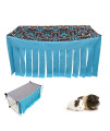 Rioussi Guinea Pig Hideout Hideaway Corner Fleece Toys Cage Accessories With Reversible Sides, Geograyblue, 27X14X14