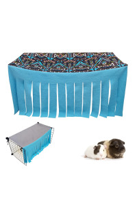 Rioussi Guinea Pig Hideout Hideaway Corner Fleece Toys Cage Accessories With Reversible Sides, Geograyblue, 27X14X14