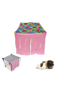 Rioussi Guinea Pig Hideout Hideaway Corner Fleece Toys Cage Accessories With Reversible Sides, Heartgraypink, 14X14X14