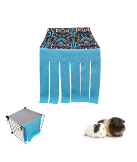 Rioussi Guinea Pig Hideout Hideaway Corner Fleece Toys Cage Accessories With Reversible Sides, Geograyblue, 14X14X14