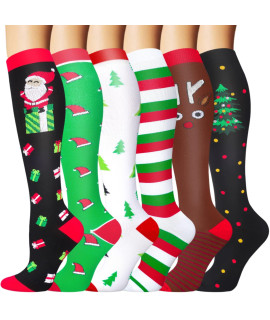 Iseasoo 6 Pair Compression Socks For Women & Men Circulation,20-30 Mmhg Nursing Socks Best For Running,Athletic,Hiking,Travel(Lxl)