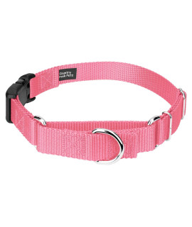 Country Brook Petz - Pink Heavyduty Nylon Martingale with Deluxe Buckle - 30+ Vibrant Color Options (1 Inch, Extra Large)