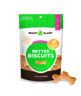 Bright Planet Pet Plant-Based Vegan Dog Biscuit Rotisserie Chickn - 8Oz Sustainable Natural Clean Label Limited Ingredient Hypoallergenic Treat Made In Usa Veggie Dog Treat