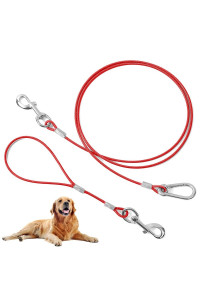Mi Metty Chew Proof Dog Leash,5Ft Tie Out Cable With Detachable Short Dog Leashes Handle,Non Chew Cable Braided Cord Steel Training Dog Leash For Teething Puppies Small Medium And Large Dogs